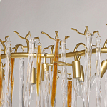 Люстра линейная золотого цвета с декоративными ветвями и длинными стеклянными подвесками в форме сосулек Droplet Chandelier варинант исполнения - 8 | Loft Concept в Екатеринбурге