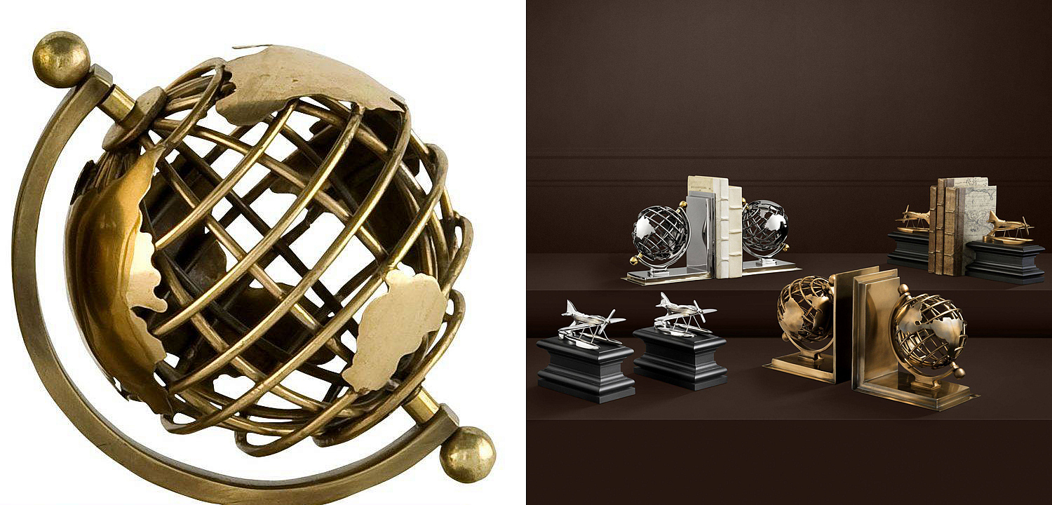 Держатель для книг Eichholtz Bookend Globe set of 2 Держатель для книг Eichholtz Bookend Globe set of 2 - Loft-Concept в Екатеринбурге