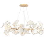 Люстра круглая с белыми лепестками из керамики и прозрачными хрустальными цветками Диаметр 82 см Wintery flovers варинант исполнения - 3 | Loft Concept в Екатеринбурге
