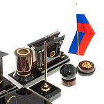 Настольный письменный набор с часами из природного камня обсидиана Peace Contract варинант исполнения - 5 | Loft Concept в Екатеринбурге