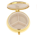 Таблетница карманная круглая с 3-мя отделениями и накладкой из натурального камня Серафинит Gold Stone Pillboxes варинант исполнения - 3 | Loft Concept в Екатеринбурге