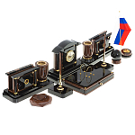 Настольный письменный набор с часами из природного камня обсидиана Peace Contract варинант исполнения - 2 | Loft Concept в Екатеринбурге