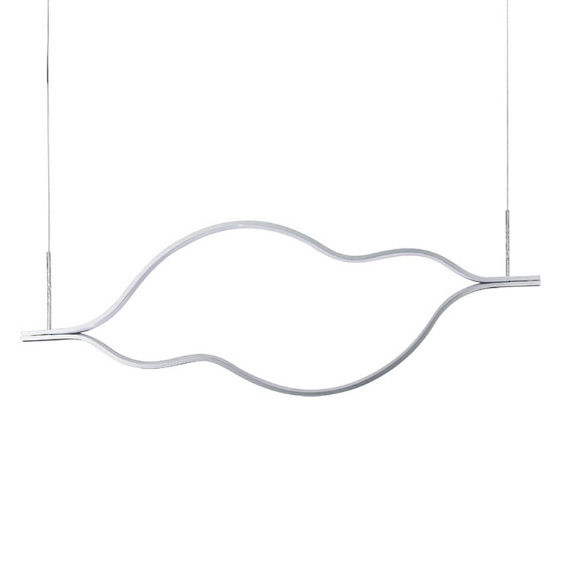 Подвесной светильник волнообразный изогнутый на двух тросах 123 см Spiral Lighting Черный Серебряный в Екатеринбурге | Loft Concept 