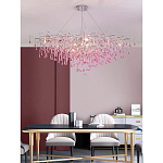 Люстра овальная с розовыми стеклянными подвесками в форме капель FAIRYTREE Light варинант исполнения - 4 | Loft Concept в Екатеринбурге