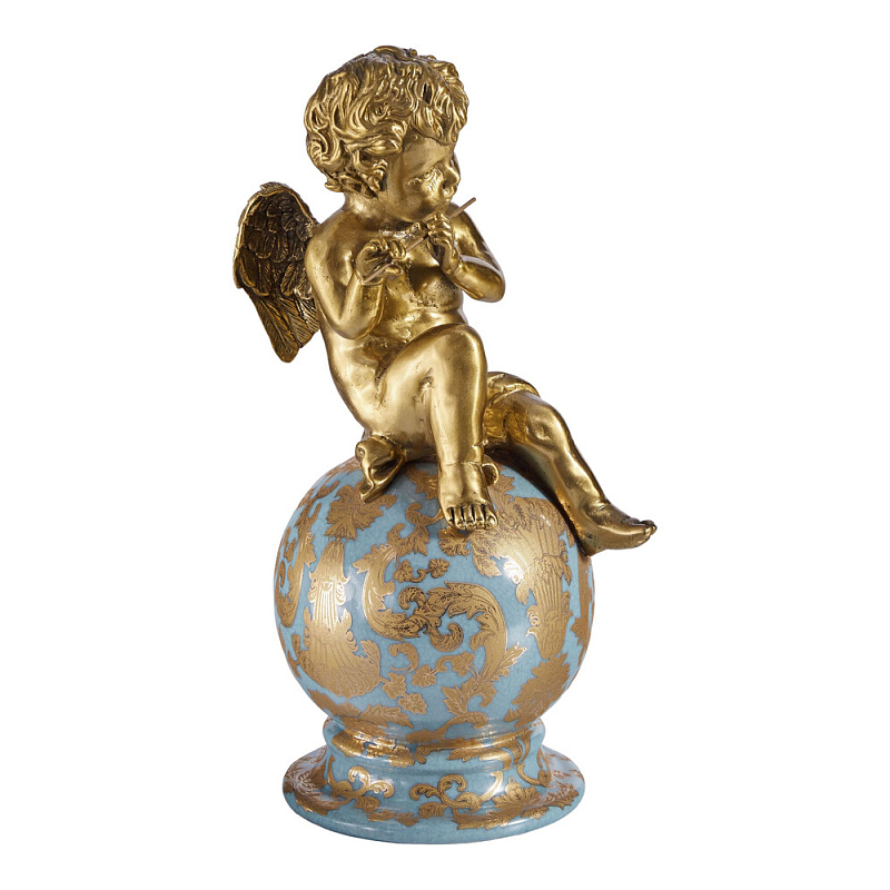 Фигурка Ангел с флейтой на шаре Seraphic Бронза Голубой в Екатеринбурге | Loft Concept 