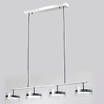 Люстра светодиодная с 4-мя круглыми прозрачными плафонами цилиндрической формы из акрила и стекла с пультом для регулировки света Glass Lamp Chromium варинант исполнения - 4 | Loft Concept в Екатеринбурге