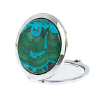 Зеркало карманное складное круглое из натурального камня Малахит с Хризоколлой в подарочной упаковке Silver Stone Mirrors варинант исполнения - 2 | Loft Concept в Екатеринбурге