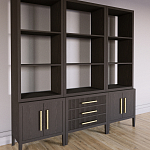 Модульный стеллаж Primo из трех составных элементов Темный орех варинант исполнения - 3 | Loft Concept в Екатеринбурге