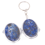 Зеркало брелок карманное двухстороннее из натурального камня Лазурит Stone Mirrors варинант исполнения - 2 | Loft Concept в Екатеринбурге