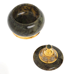 Икорница с крышкой с гравировкой из натурального камня Нефрит Decorative Cavair Dishes варинант исполнения - 7 | Loft Concept в Екатеринбурге