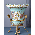 Ваза из голубого фарфора с рисунком птиц и цветов и декоративными элементами Blue Garden варинант исполнения - 7 | Loft Concept в Екатеринбурге