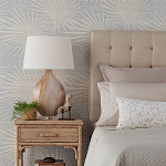 Настольная лампа на прозрачным основании с тканевым конусообразным абажуром Cream варинант исполнения - 2 | Loft Concept в Екатеринбурге