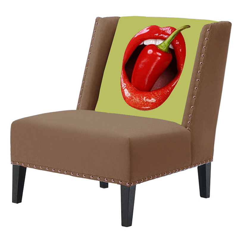 FUN Armchair "Chili Pepper" Beige Дизайнерское кресло с цветным принтом Бежевый в Екатеринбурге | Loft Concept 