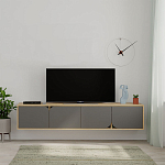 ТВ-тумба подвесная цвета древесины с 4-мя темно-серыми дверцами SPARK TV STAND OAK ANTHRACITE варинант исполнения - 1 | Loft Concept в Екатеринбурге