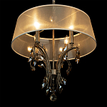 Люстра подвесная круглая с тканевым полупрозрачным абажуром и подвесками 4 лампы Gilded Elegance варинант исполнения - 5 | Loft Concept в Екатеринбурге