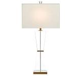 Настольная лампа с прозрачным корпусом и прямоугольным тканевым абажуром Charm and Luxury варинант исполнения - 2 | Loft Concept в Екатеринбурге