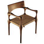 Стул из Ореха с плетеным сидением Kronos Dining Chair Brown варинант исполнения - 1 | Loft Concept в Екатеринбурге