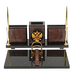 Настольный письменный набор из камня лемезит с гербом России Royal Accessory варинант исполнения - 1 | Loft Concept в Екатеринбурге