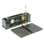 Настольный письменный набор из змеевика с подставкой под календарь и часами Successful Leader варинант исполнения - 2 | Loft Concept в Екатеринбурге