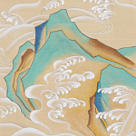 Обои ручная роспись Matsushima Waves Kano on Edo Straw India tea paper варинант исполнения - 1 | Loft Concept в Екатеринбурге