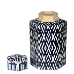 Ваза с крышкой и графическим узором в сине-белых цветах Blue & White Ornament  варинант исполнения - 1 | Loft Concept в Екатеринбурге