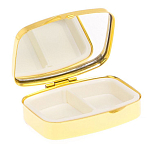 Таблетница карманная прямоугольная с 2-мя отделениями с зеркалом и накладкой из натурального камня Лазурит Gold Stone Pillboxes варинант исполнения - 3 | Loft Concept в Екатеринбурге