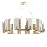 Люстра подвесная круглая с прямоугольными мраморными и золотистыми панелями на металлическом каркасе Диаметр 118 см Marble square Chandelier варинант исполнения - 1 | Loft Concept в Екатеринбурге