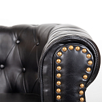 Кресло кожаное с мягкими подлокотниками на 4-х деревянных ножках Logan Leather Armchair black варинант исполнения - 4 | Loft Concept в Екатеринбурге