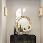 Золотое настенное круглое зеркало Golden Orbit варинант исполнения - 2 | Loft Concept в Екатеринбурге