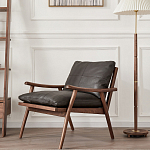 Кресло c каркасом из массива дерева и мягкой кожаной обивкой Walnut Armchair варинант исполнения - 11 | Loft Concept в Екатеринбурге