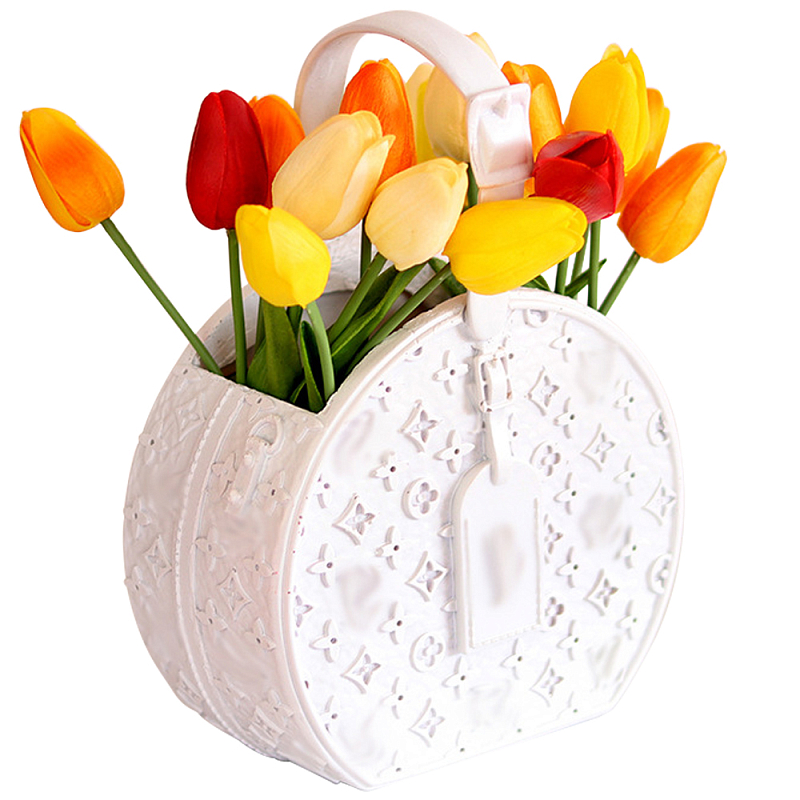 Кашпо для цветов в виде сумки Bag Vase Round White Белый в Екатеринбурге | Loft Concept 