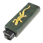 Зажигалка газовая из натурального камня Офиокальцит с декоративной металлической вставкой в виде ящерицы Metal Stone Lighters варинант исполнения - 2 | Loft Concept в Екатеринбурге