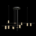 Люстра с 9-ю цилиндрическими плафонами цвета латунь TRIBES CHANDELIER варинант исполнения - 1 | Loft Concept в Екатеринбурге
