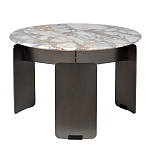 Столик журнальный с круглой мраморной столешницей на трех опорах Marble Stone Drawing варинант исполнения - 1 | Loft Concept в Екатеринбурге
