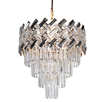 Люстра многоярусная с переплетенными металлическими элементами черного и золотого цвета и прозрачными хрустальными подвесками Empire Chandelier Crystal варинант исполнения - 1 | Loft Concept в Екатеринбурге