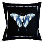 Подушка декоративная бабочка с синим узором Ikat Pattern варинант исполнения - 1 | Loft Concept в Екатеринбурге