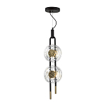 Подвесной светильник с 2-мя прозрачными стеклянными плафонами и золотистыми центральными вставками Virelia  варинант исполнения - 5 | Loft Concept в Екатеринбурге