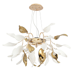Люстра подвесная с белыми матовыми и золотыми глянцевыми листьями Wintery flovers варинант исполнения - 1 | Loft Concept в Екатеринбурге