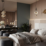 Подвесной светильник с 2-мя прозрачными стеклянными плафонами и золотистыми центральными вставками Virelia  варинант исполнения - 3 | Loft Concept в Екатеринбурге