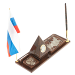 Настольный письменный набор с часами в виде пирамиды из природного камня обсидиана Pyramid of Time варинант исполнения - 2 | Loft Concept в Екатеринбурге