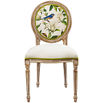 Стул бежевый из натурального бука с изображением птиц и цветов Blooming Blue Birds варинант исполнения - 1 | Loft Concept в Екатеринбурге