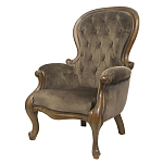 Кресло с мягкой обивкой из коричневого велюра на 4-х деревянных ножках Evelyn Classical Armchair варинант исполнения - 3 | Loft Concept в Екатеринбурге