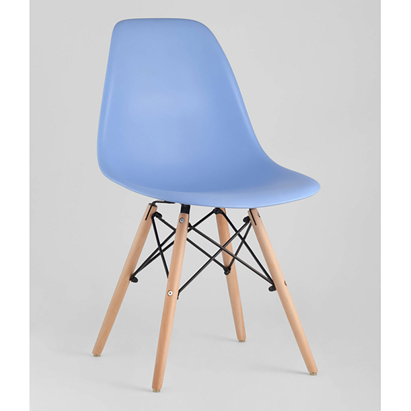 Пластиковый стул на ножках из массива бука Eames Blue Голубой Древесина Пластиковый стул на ножках из массива бука Eames Blue Голубой Древесина в Екатеринбурге | Loft Concept