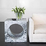 Дизайнерский журнальный стол квадратной формы с круглой нишей Guxawar варинант исполнения - 1 | Loft Concept в Екатеринбурге