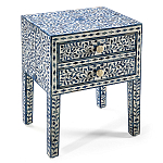 Тумбочка прикроватная White Pearl BEDSIDE CABINET 2 blue DRAWER варинант исполнения - 4 | Loft Concept в Екатеринбурге