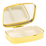 Таблетница карманная прямоугольная с 2-мя отделениями с зеркалом и накладкой из натурального камня Авантюрин Gold Stone Pillboxes варинант исполнения - 3 | Loft Concept в Екатеринбурге