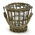 Кашпо стеклянное в плетёной корзине Timber варинант исполнения - 2 | Loft Concept в Екатеринбурге