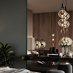 Настольная лампа черного цвета с круглым прозрачным стеклянным плафоном Virelia  варинант исполнения - 2 | Loft Concept в Екатеринбурге