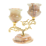 Подсвечник двухрожковый из натурального камня оникс Stone Candlestick варинант исполнения - 1 | Loft Concept в Екатеринбурге