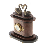 Часы настольные из натурального камня с декором в виде двух лебедей Swans Stone Clock варинант исполнения - 6 | Loft Concept в Екатеринбурге